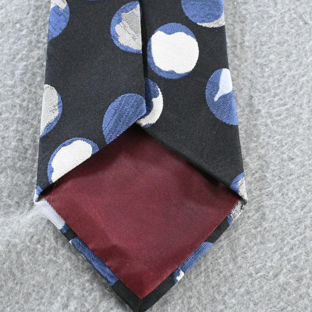 Johnny Carson Mens Vintage 80s Polka Dot Necktie One Size Black Blue White